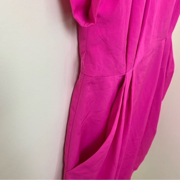 Eliza J. Gorgeous Bright Pink Pleated Boxy Dress Size 8 - Picture 5 of 9